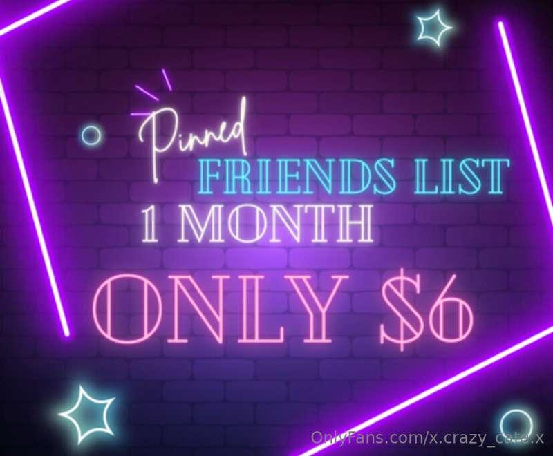 ⭐️⭐️ FRIENDS LIST PINNED FOR 1 MONTH $6 2 SPOTS AVAILABLE ⭐️..