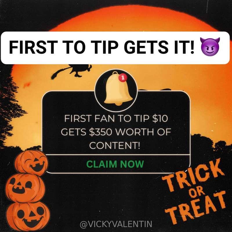 𝗢𝗡𝗘 𝗟𝗨𝗖𝗞𝗬 𝗙𝗔𝗡First fan to tip $10 gets $350 worth xxx 🎃☠️