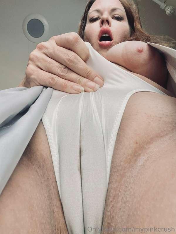 My lovely camel toe after I came on the bathroom floor - my ..