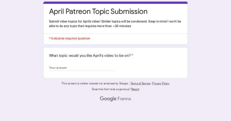 May Patreon Topic Submission