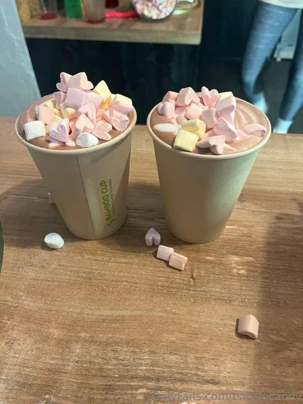 Today I treated myself to cocoa with marshmallows — a little..