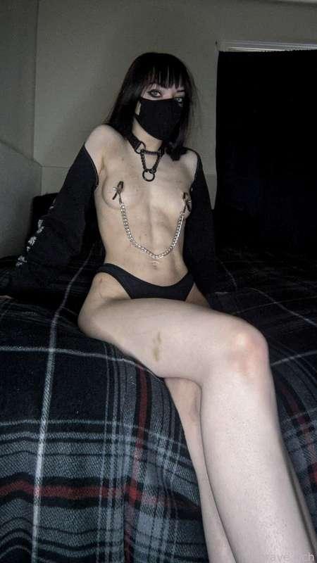 I've been dragging my feet this morning getting up...I'd rather be getting dragged by my hair on the floor...

#clamps #pain #painplay #smalltits #thong #fitwomen #pale #petite #metalhead #masochist