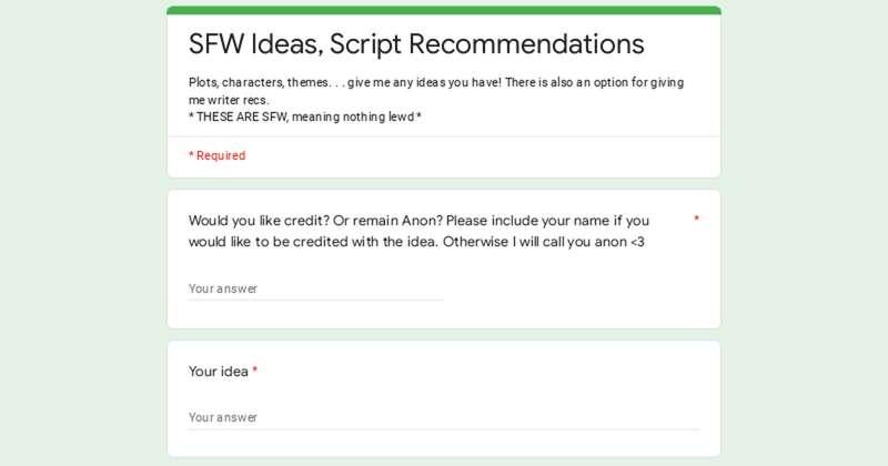 SFW Ideas | Script Recommendations 