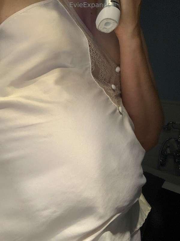 Brushing my teeth last night, my silk pj’s tight against my ..