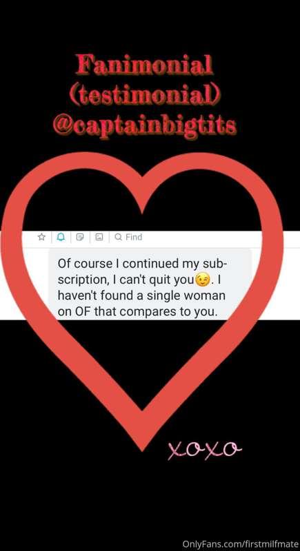 Fanimonial @captainbigtits 
xoxo💋💋