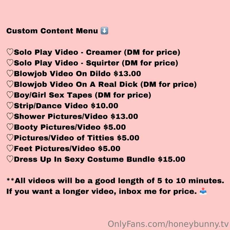 Custom Content Menu ❤️‍🔥
Inbox me if you would like any cust..