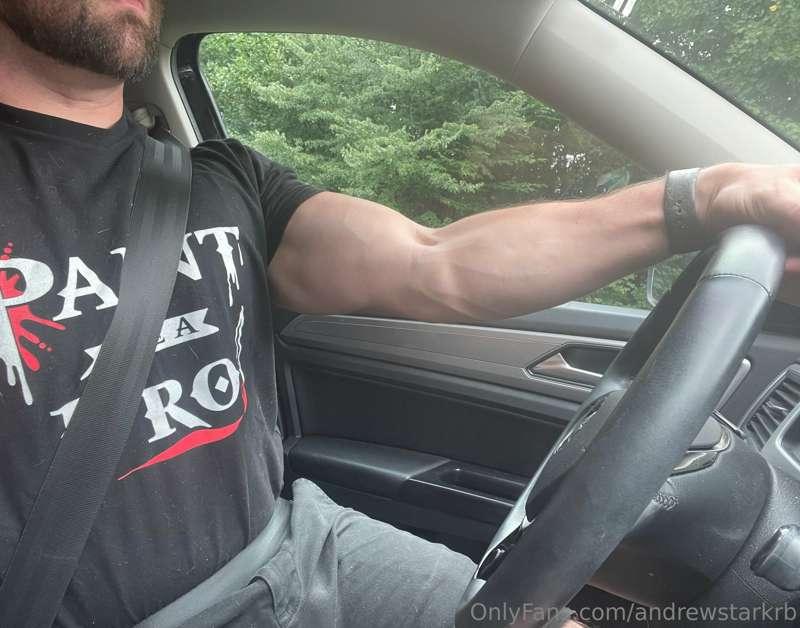 Road trip!! Sitting in traffic and really wanna jerk off