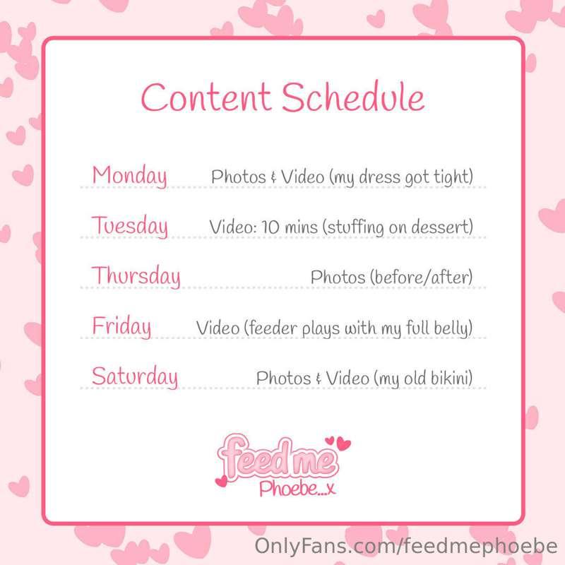 This week's content schedule, let me know if you're enjoying..