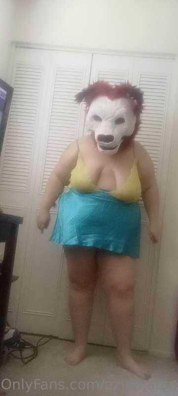 Skully the Skull Wolf has decided to show off wearing linger..
