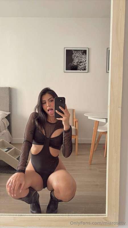 You can never go wrong with high boots and with my tongue ou..