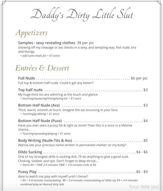 here’s a dirty menu 😈

TAKE INTO CONSIDERATION: 
✨ Any speci..