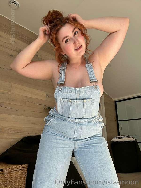 Something about being topless under overalls is such a tease..