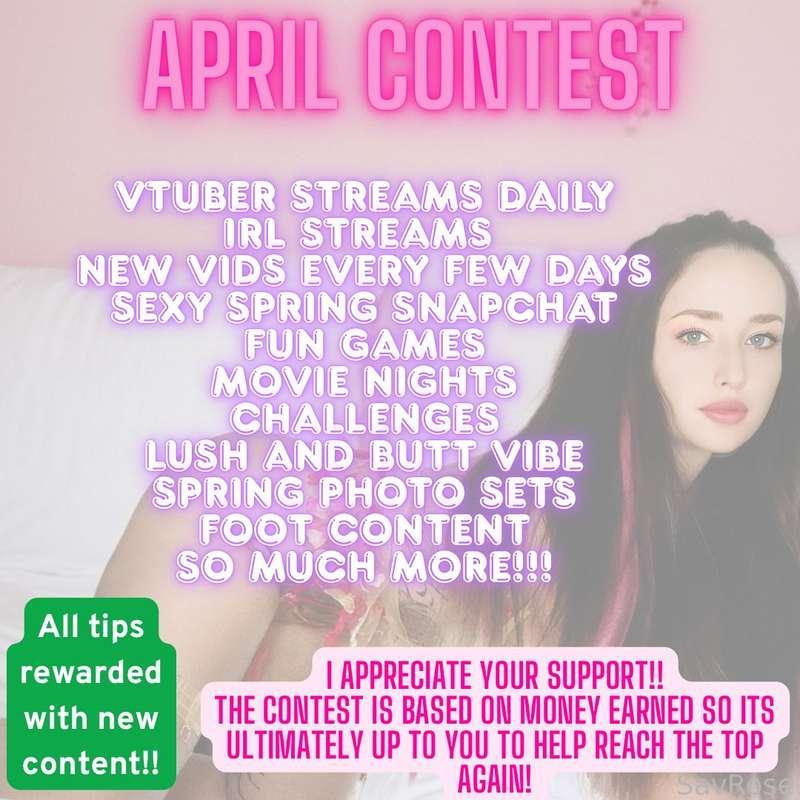 😔 Another fansly contest…
❤️ Last time we finished top 50 (47)! 
⭐️ Let’s try our best to beat that this time!
🌺 All new content and lots of streams!
Starts April 1!!