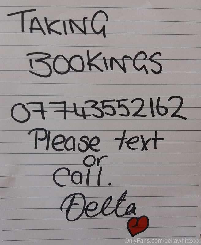I'm only taking bookings via this