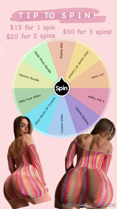 Let’s play!! Tip to spin the wheel!🎉❤️
Every tip is a winner..