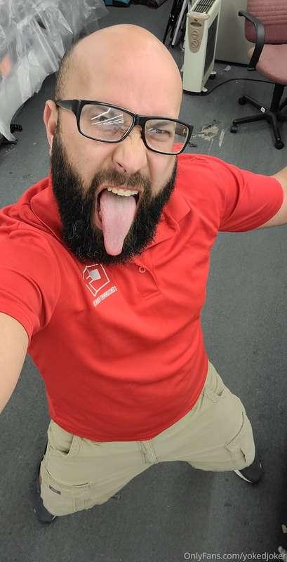 Bored at work. Looking for my lunch. Long tounge needs somet..