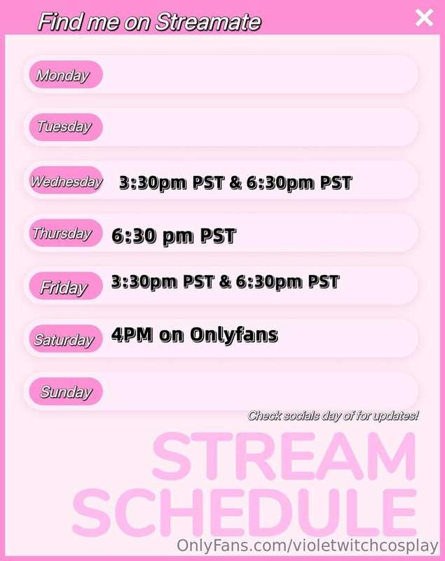 This weeks schedule