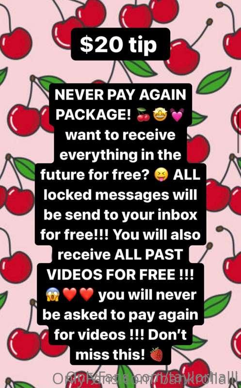 NEVER PAY AGAIN PACKAGE! 🍒🤩💓 want to receive everything in t..