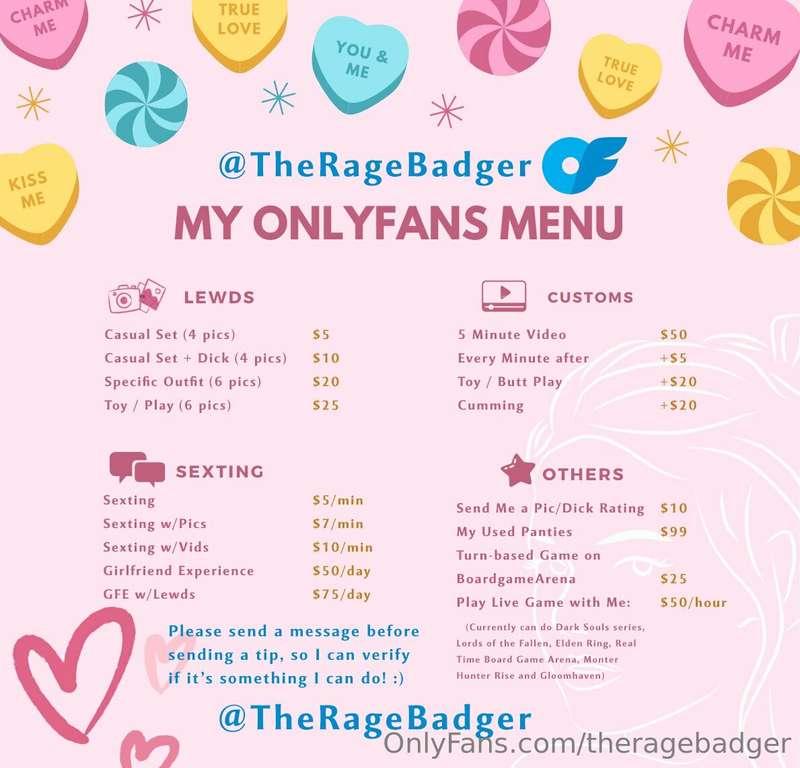 A menu! A few of you were asking for things so I put this to..