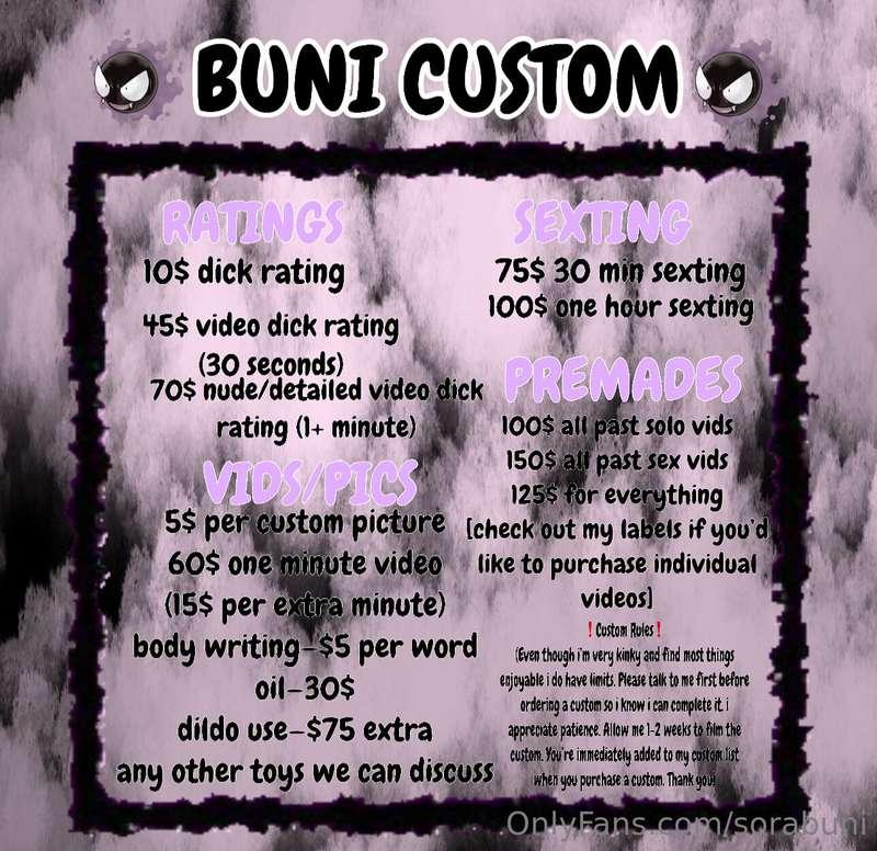 i have availability for customs!! so far my list is complete..