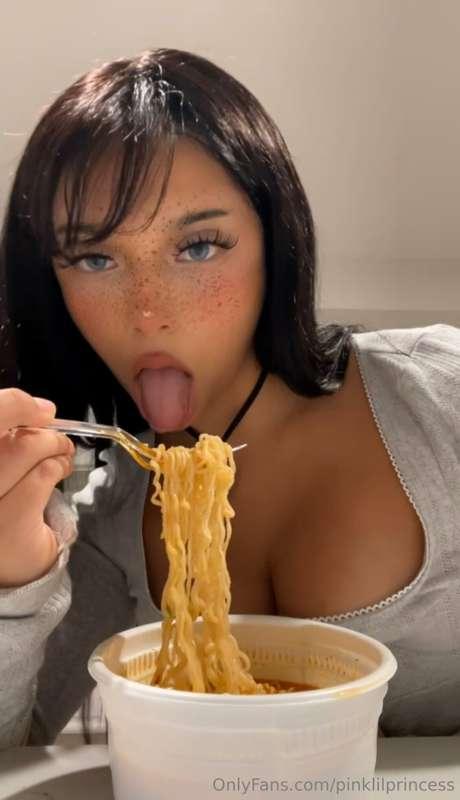 let me slurp you up like these noodles 👅🍜💦