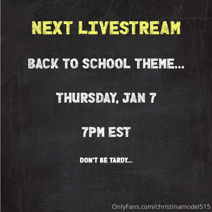 Hey guys!  My Next livestream is this Thursday if you would ..