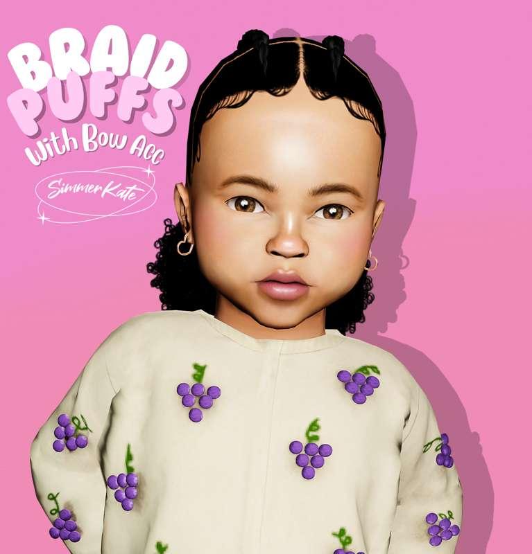 Toddler Braid Puffs + Bow acc