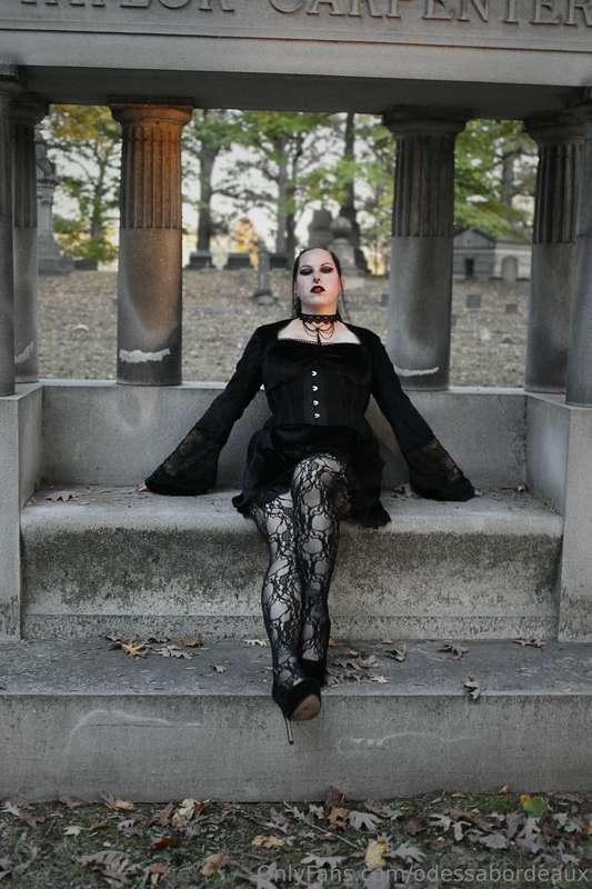 Spooky girl in the cemetery