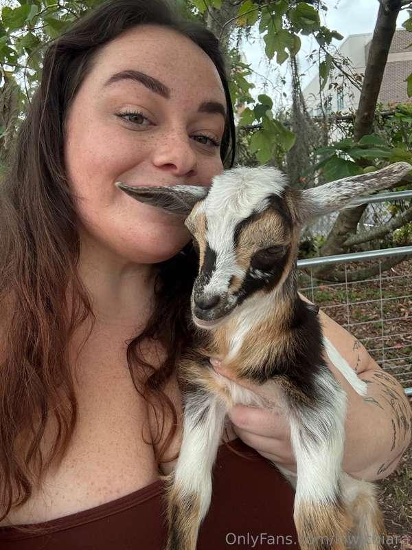 Wholesome post:Got to meet a baby goat today 🫶🏼