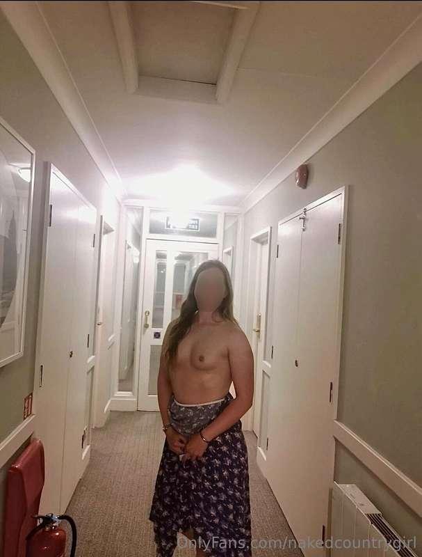 Taking a stroll through the hotel hallway on the way to dinn..