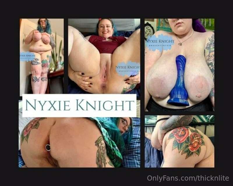 My friend @naughtynyxie loves showing off her holes and huge..