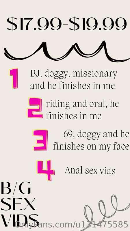 Price lists for some of my content... more to come!