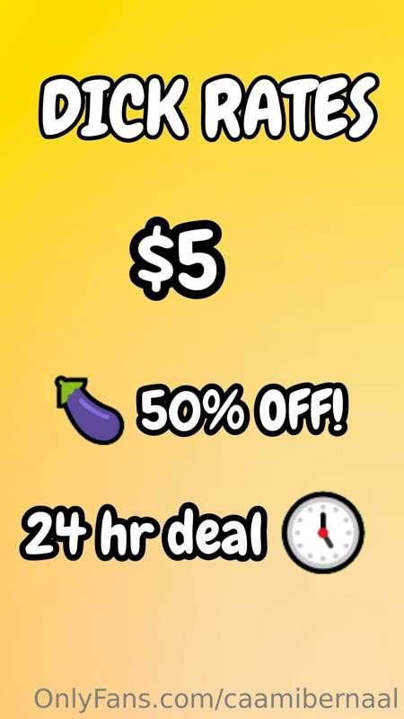 Tip $5 and send a picture! 🍆