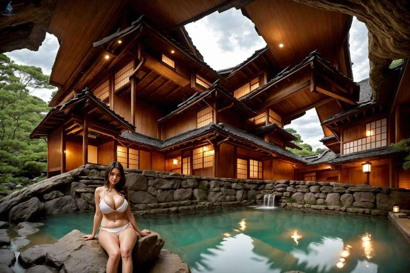 Onsen Scene from Drawing