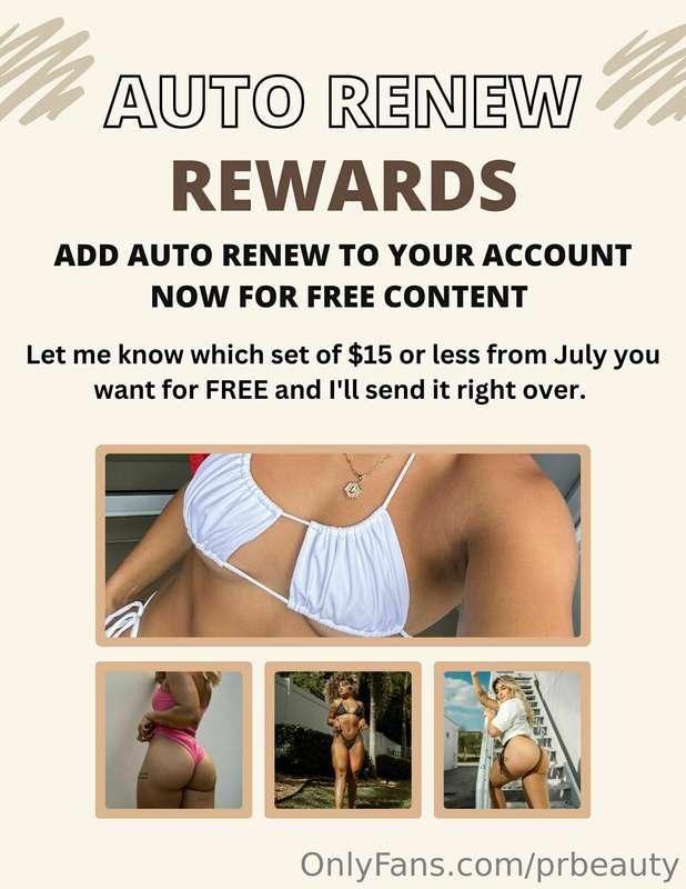 Don't forget to add auto renew to your account for those who..