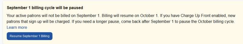 September billing paused