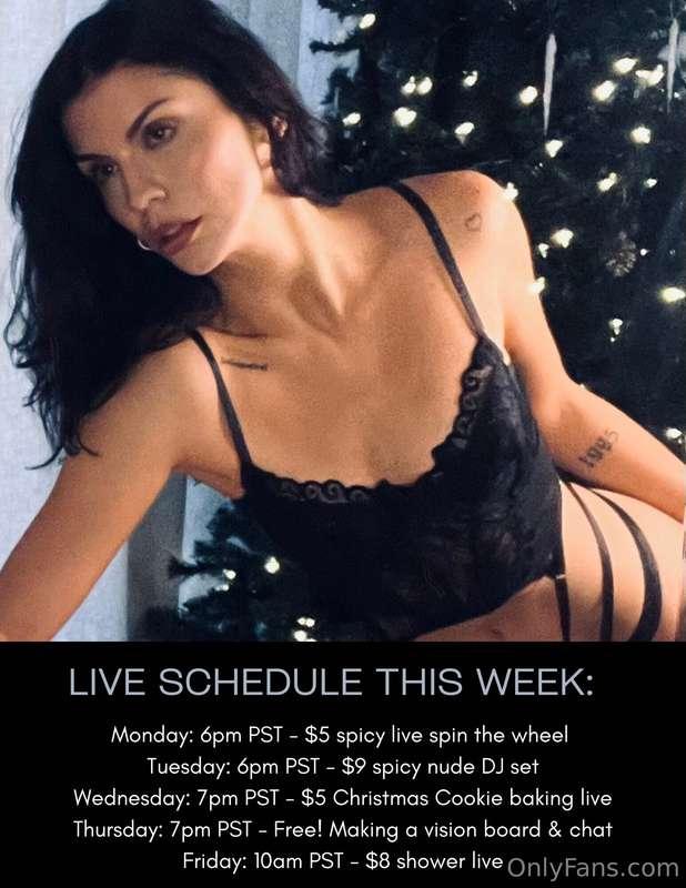 live schedule is now up :) also sent in your DMs 🤍 can’t wai..