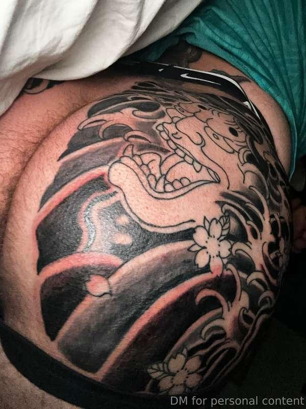 Tat update guys, both cheeks had all black done now, just ne..
