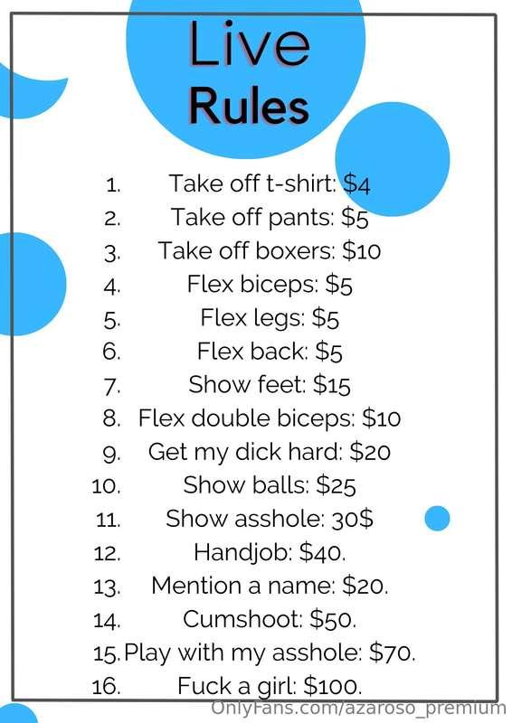 The live starts in five minutes and these are the rules guys..