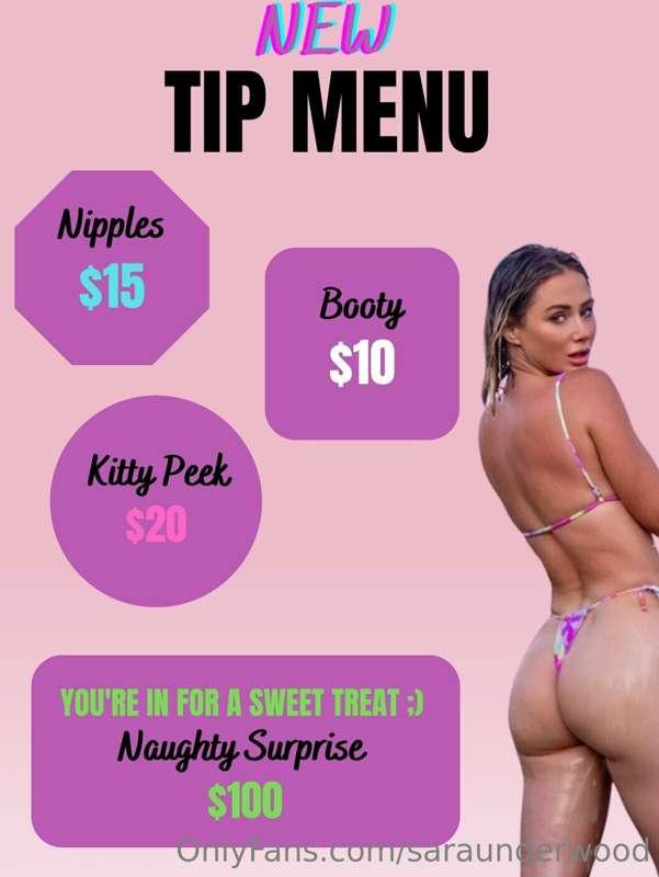 NEW TIP MENU 😈
You know what to do! TIP for a special reward..