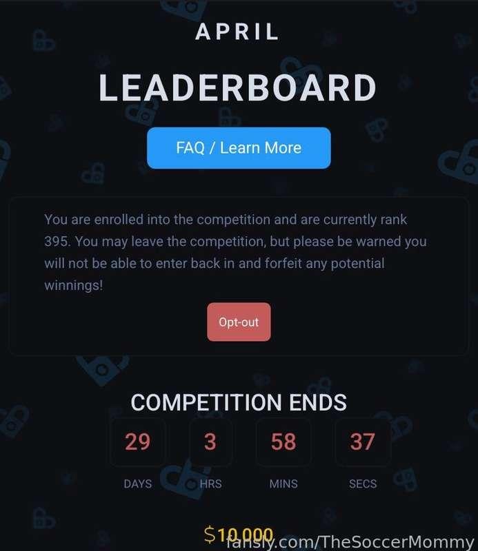 Fansly is having a sitewide contest for the month of April between creators!

Tip this post  anything you can to help me move up the leaderboard. Even $1 will help.

Thank you guys in advance 😊
