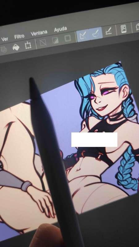 Censored next comic WIP: Jinx & Powder x Ekko/Lux