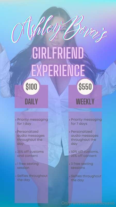***MY GIRLFRIEND EXPERIENCE***  Choose between daily or week..