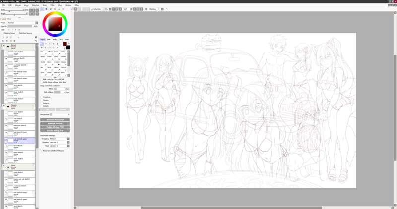 Progress on Beach Party (Multi-OC commission)