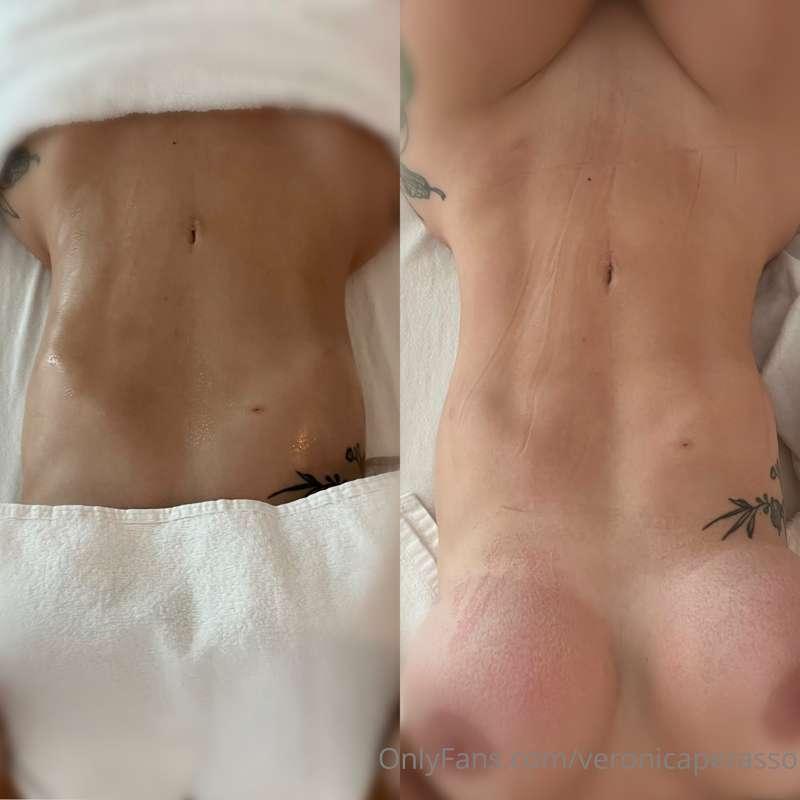 Before and after my lymphatic massage today😏… my stomach loo..