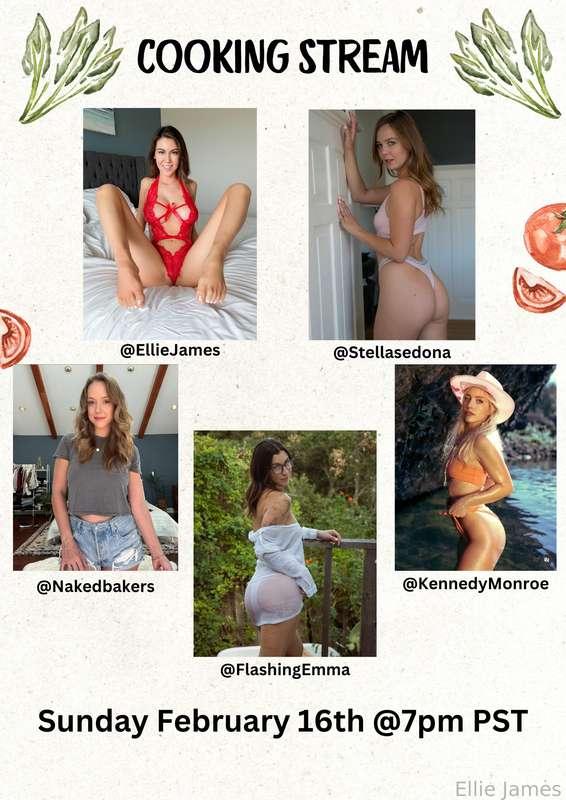 Going live tonight at the @nakedbakers house for a Sunday cooking stream 💕 I hear pot pie needs quite a bit of time in the oven which means I'll have plenty of time to be naughty 😏

See you at 7PM PST!

@FlashingEmma
@thekennedymonroe
@nakedbakers
@StellaSedona 

#livestream 