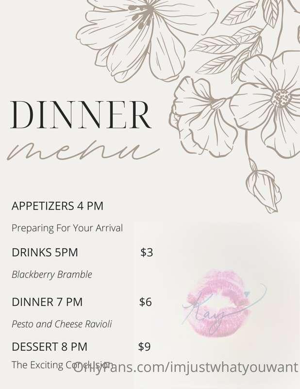 Happy Friday Eve!! Here is the menu for our date night tomor..