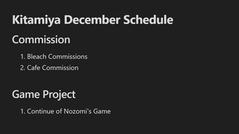 December Schedule