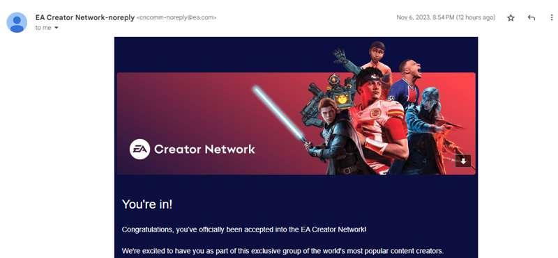 EA Creator Network Acceptance
