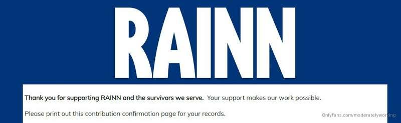 Have made a donation to RAINN from the tips received. Again,..